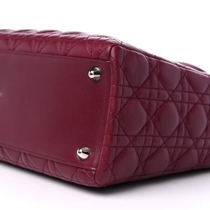 Christian Dior Lambskin Cannage Large Lady Dior Burgundy 9 of 10
