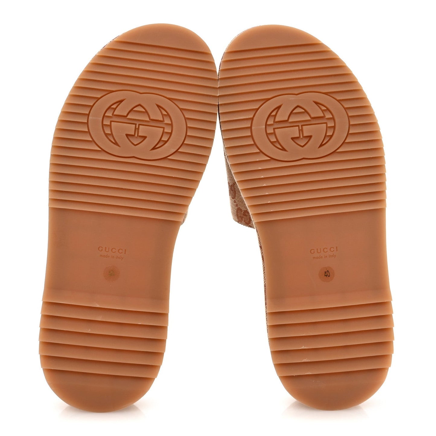 Canvas GG Monogram Angelina Platform Slide Sandals 40 Beige Ruggine
