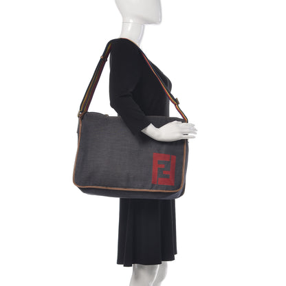 Fendi Denim Messenger Bag Blue 2 of 16