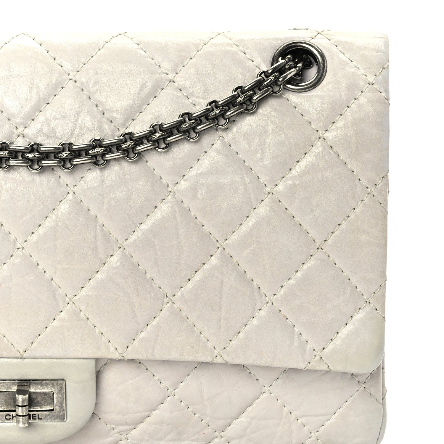 Chanel Aged Calfskin 2.55 Reissue 226 Flap  Ivory 7 of 9