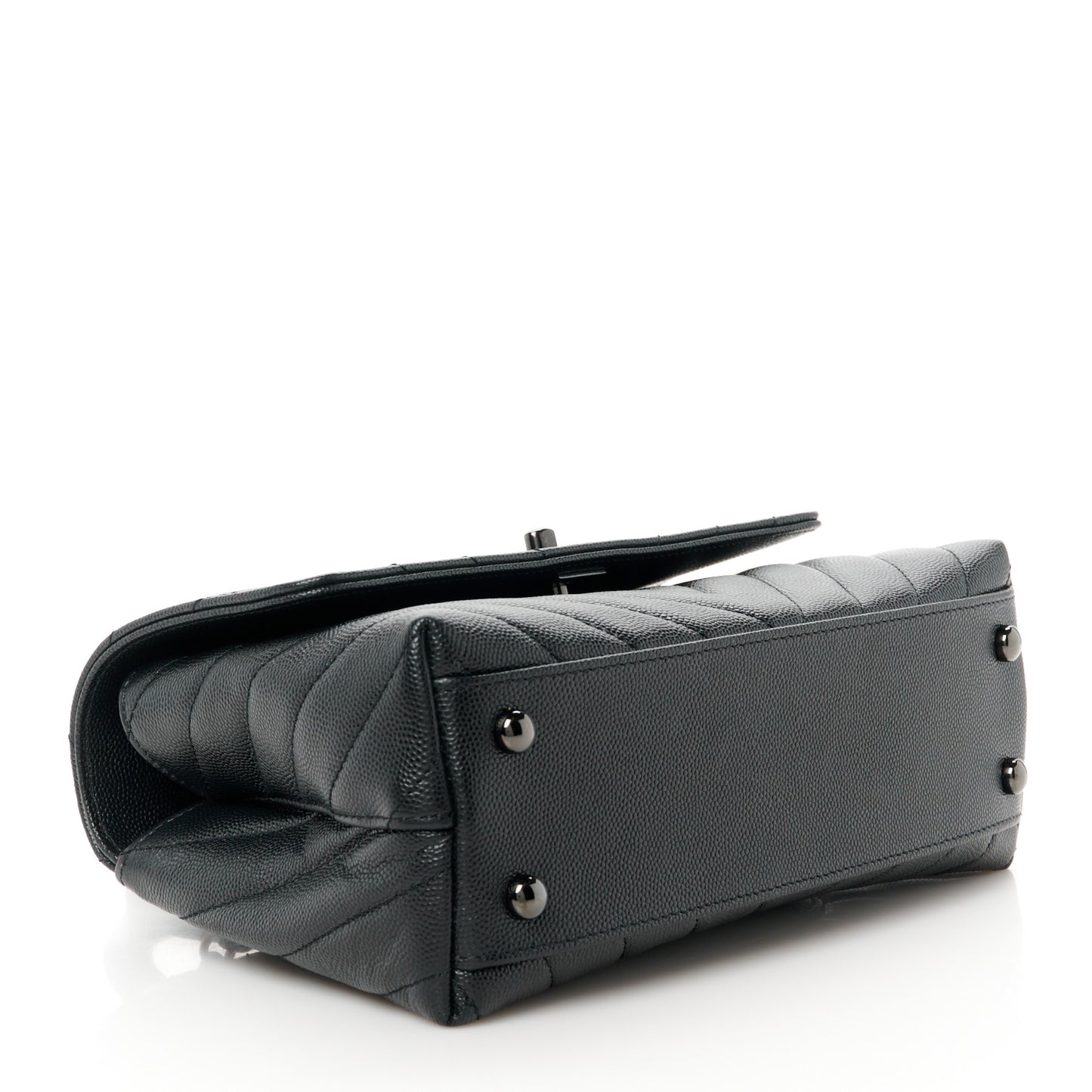 Caviar Chevron Quilted Mini Coco Handle Flap So Black