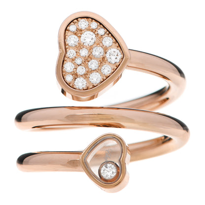 Chopard 18K Rose Gold Diamond Pave Happy Hearts Twist Ring 53 6.25 1 of 8