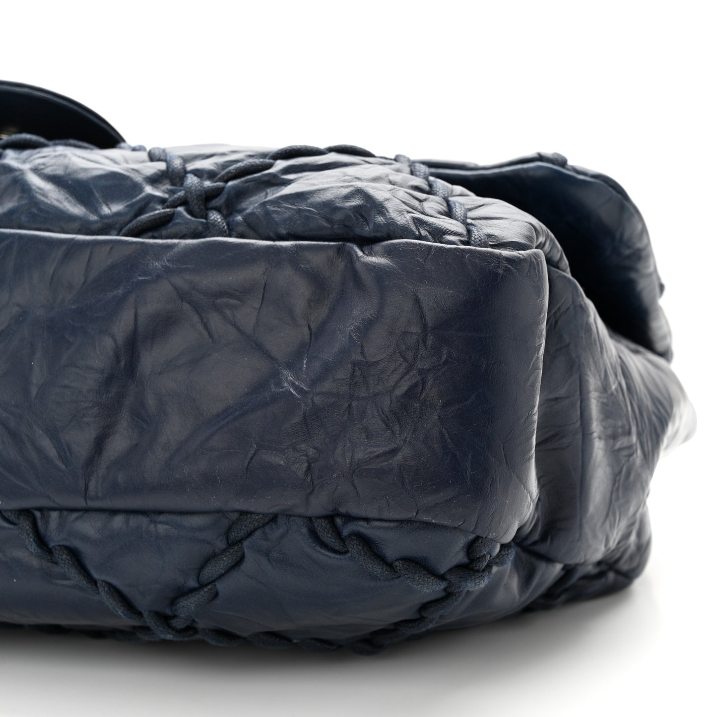 Calfskin Ultra Stitch Oversize Flap Navy