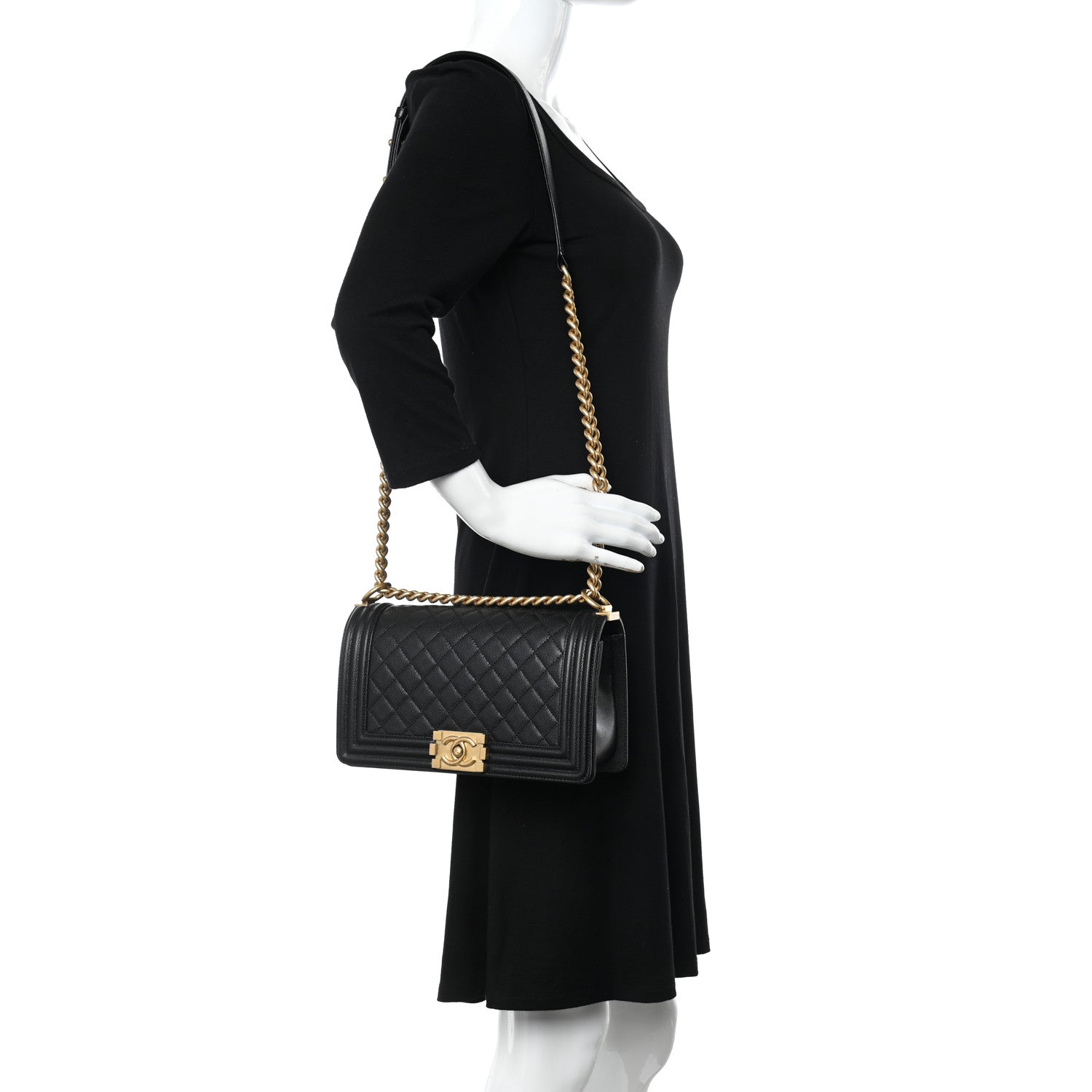 Chanel Caviar Quilted Medium Boy Flap Black 2 of 11