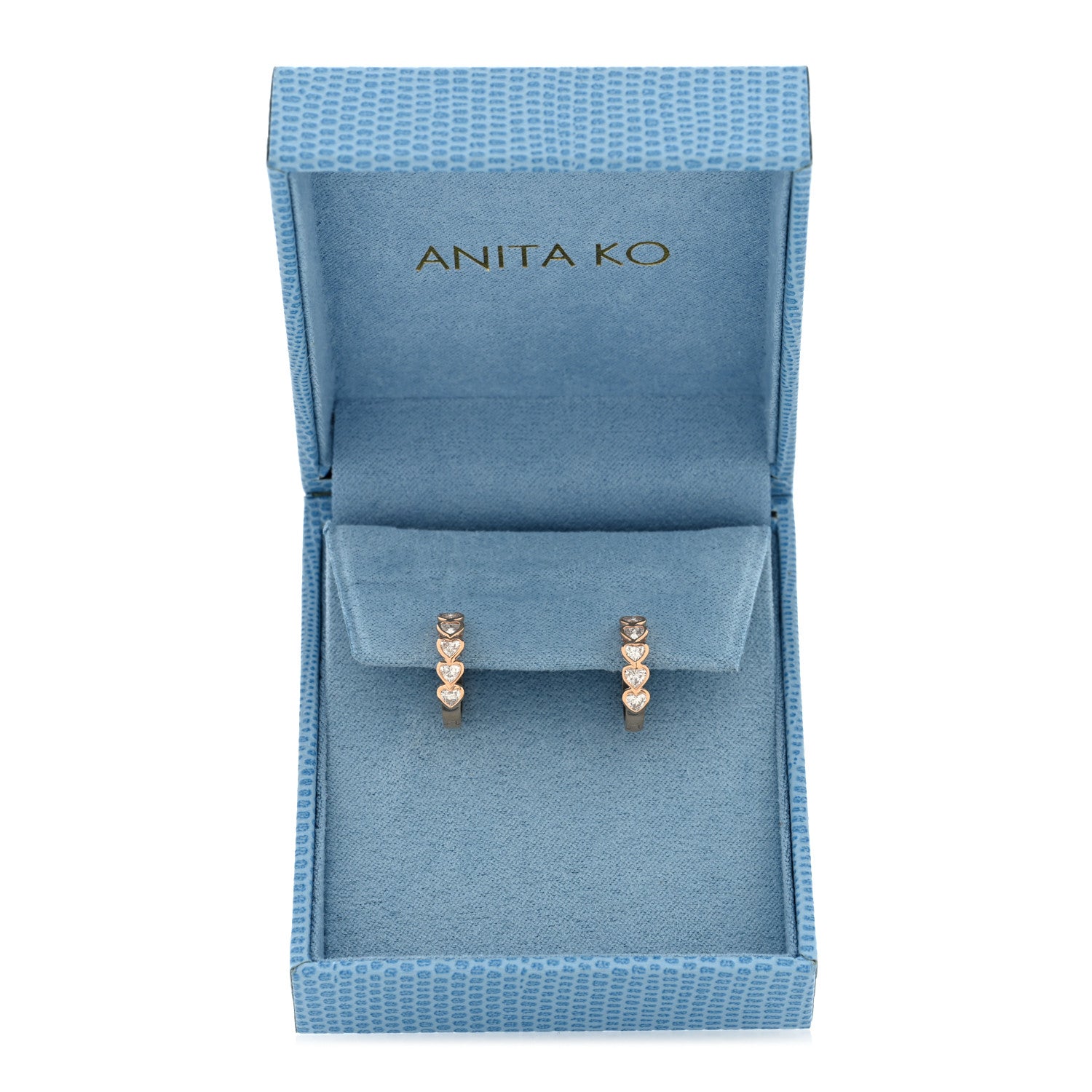 Anita Ko 18K Rose Gold Diamond Bezel Heart Hoop Earrings 5 of 5