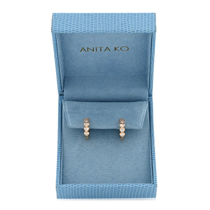 Anita Ko 18K Rose Gold Diamond Bezel Heart Hoop Earrings 5 of 5