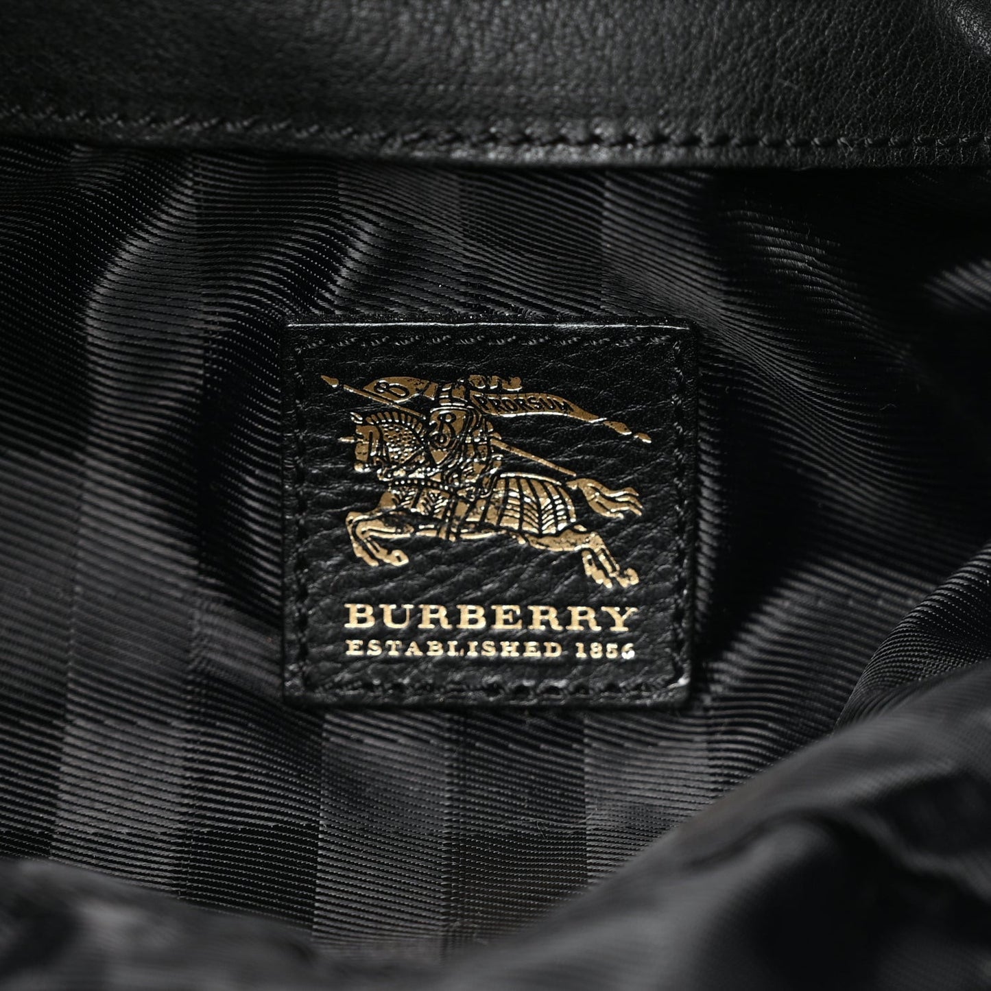 Grainy Calfskin House Check Margaret Bag Black