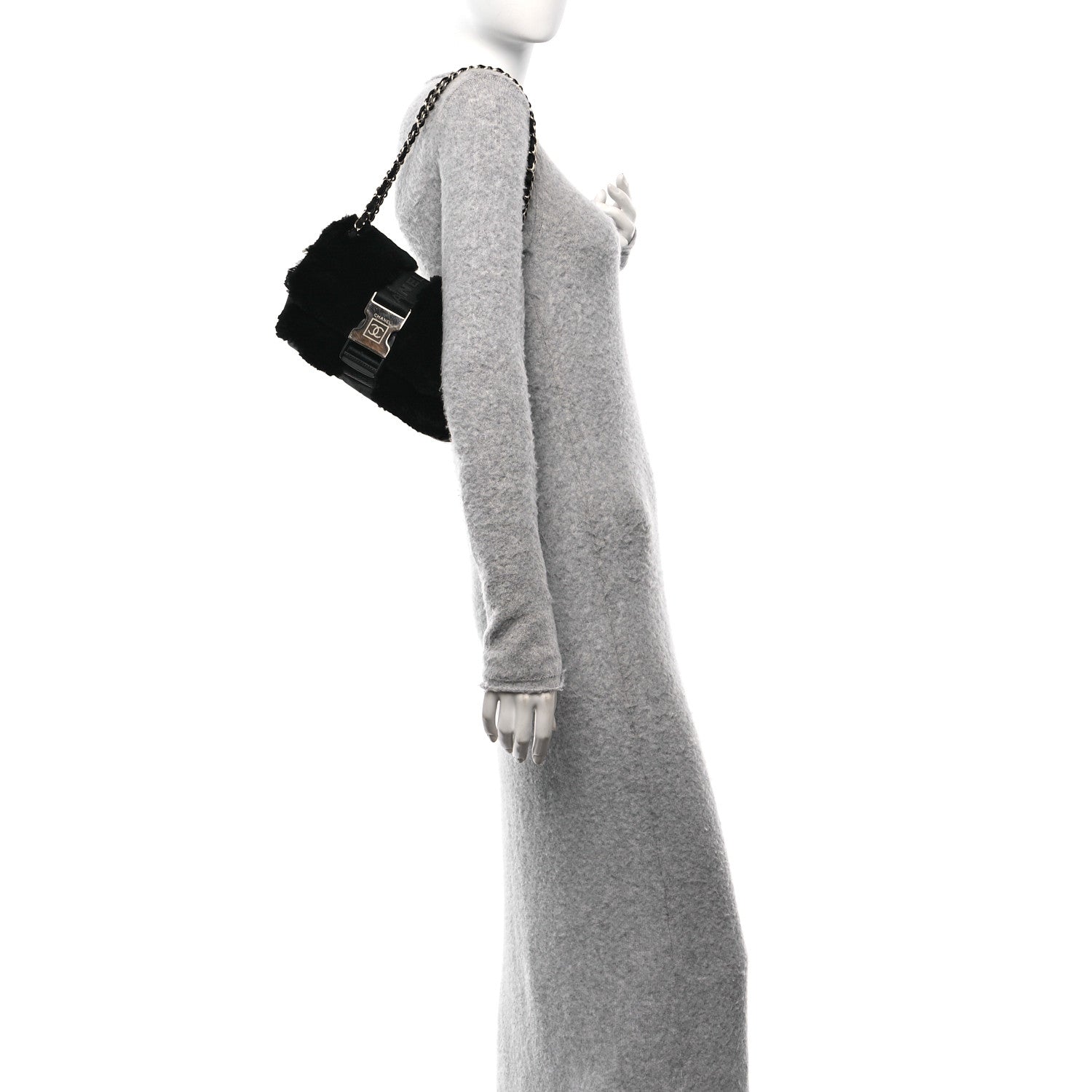 Chanel Rabbit Fur Sport Flap Flap Black 2 of 10