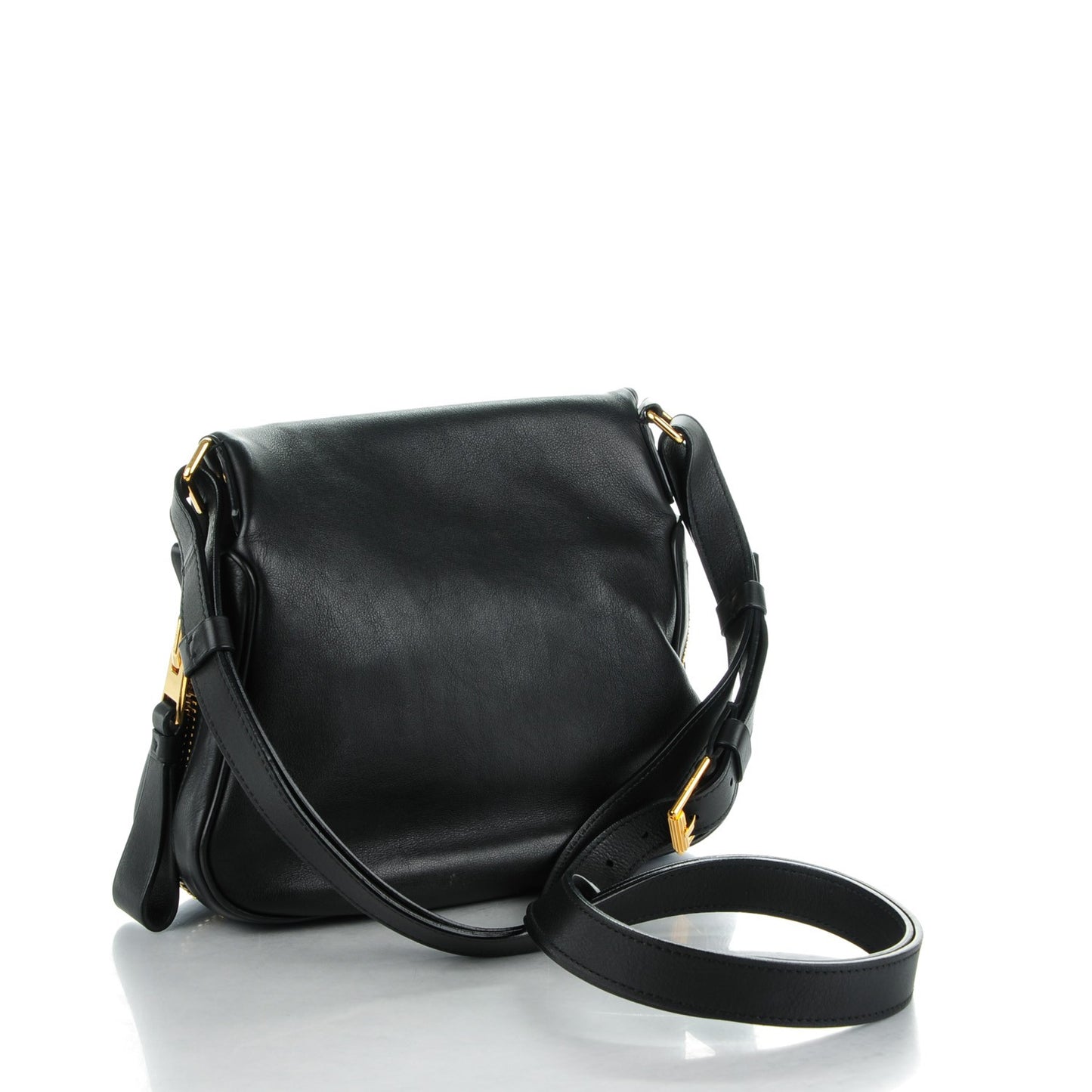 Grained Calfskin Medium Jennifer Crossbody Bag Black