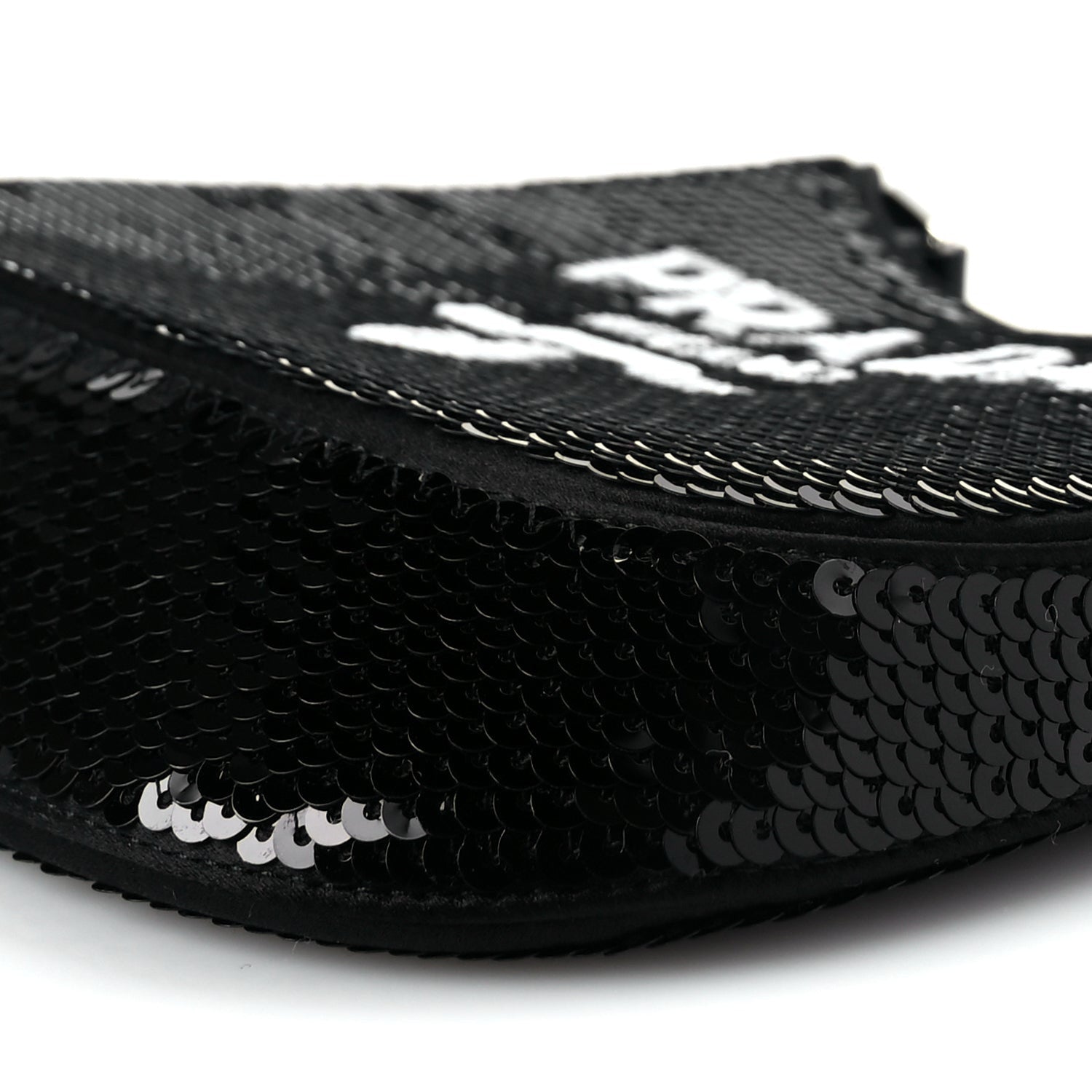 Prada Paillettes Sequin Logo Cleo Adjustable Strap Shoulder Bag Black White 8 of 8