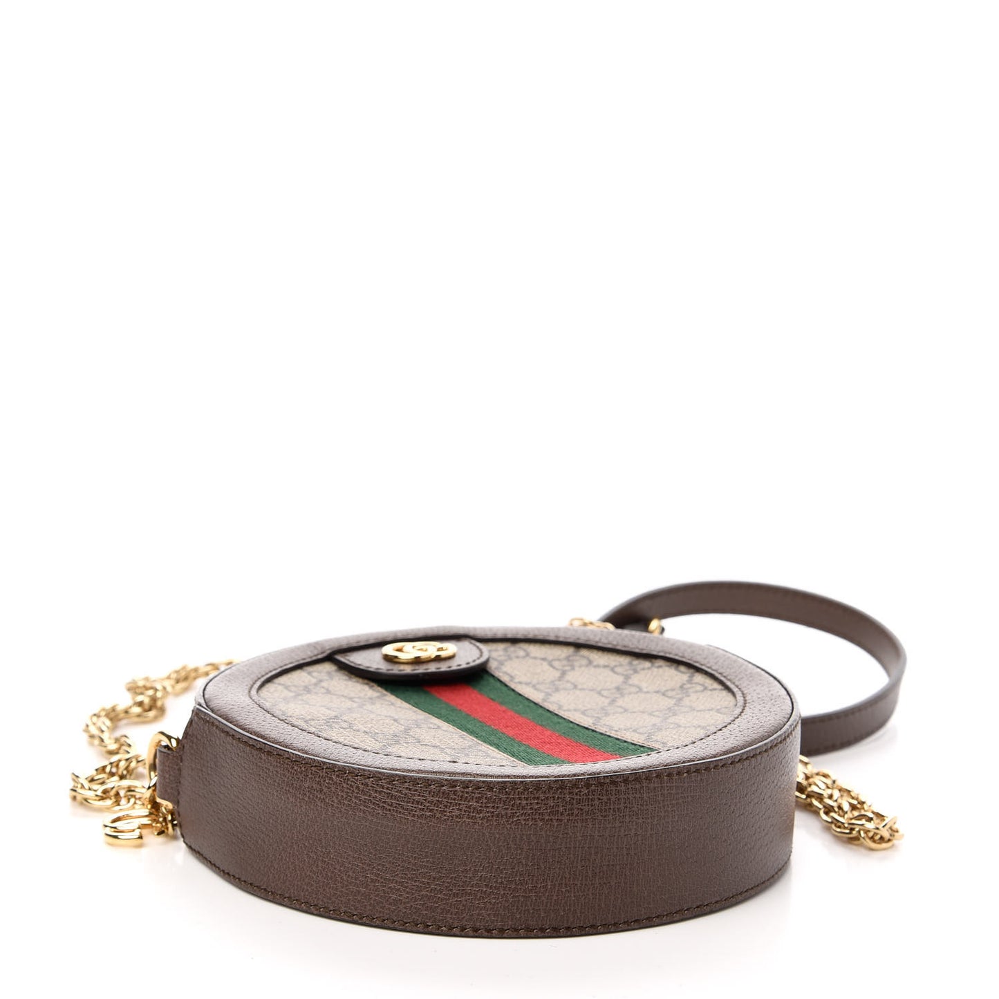 GG Supreme Monogram Web Mini Ophidia Round Shoulder Bag Brown