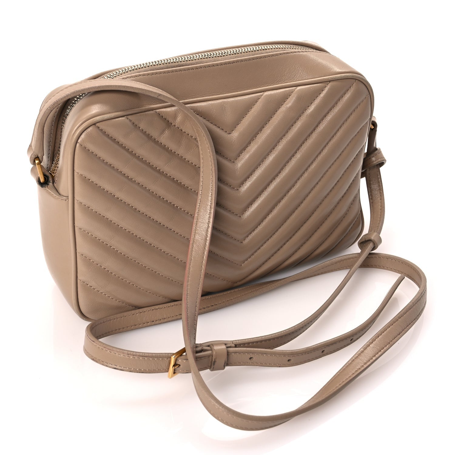 Saint Laurent Calfskin Matelasse Monogram Lou Camera Bag Dark Beige 2 of 8