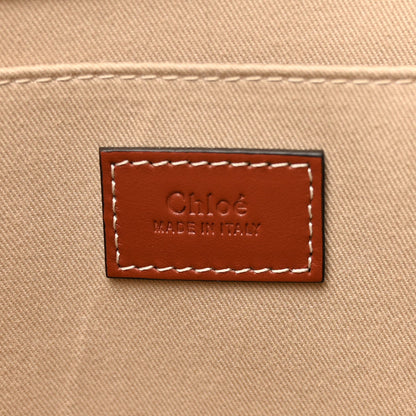 Chloe Cotton Calfskin Large Woody Ribbon Tote White Brown 5 of 10