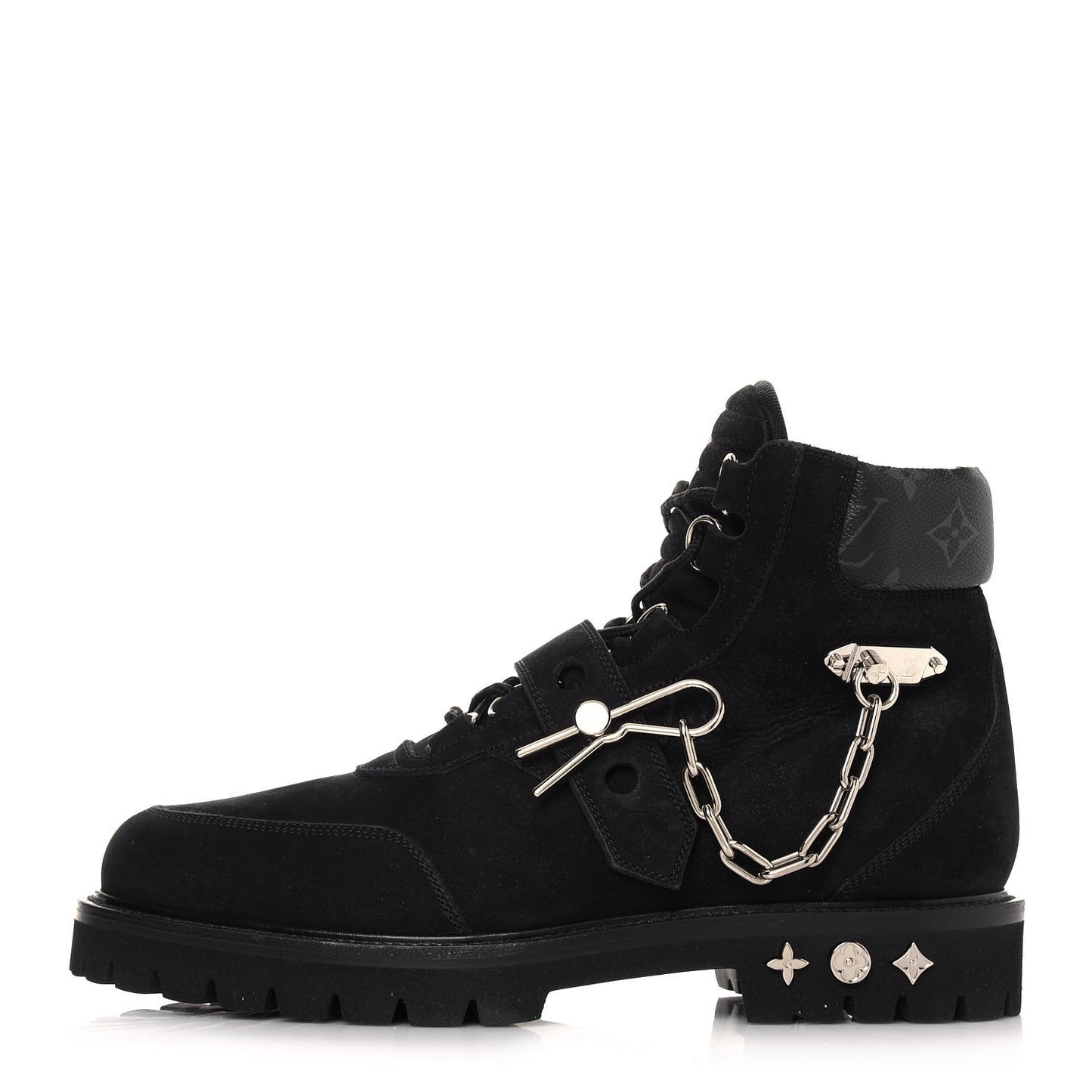 Suede Calfskin Monogram Eclipse Mens Creeper Ankle Boots 11 Black