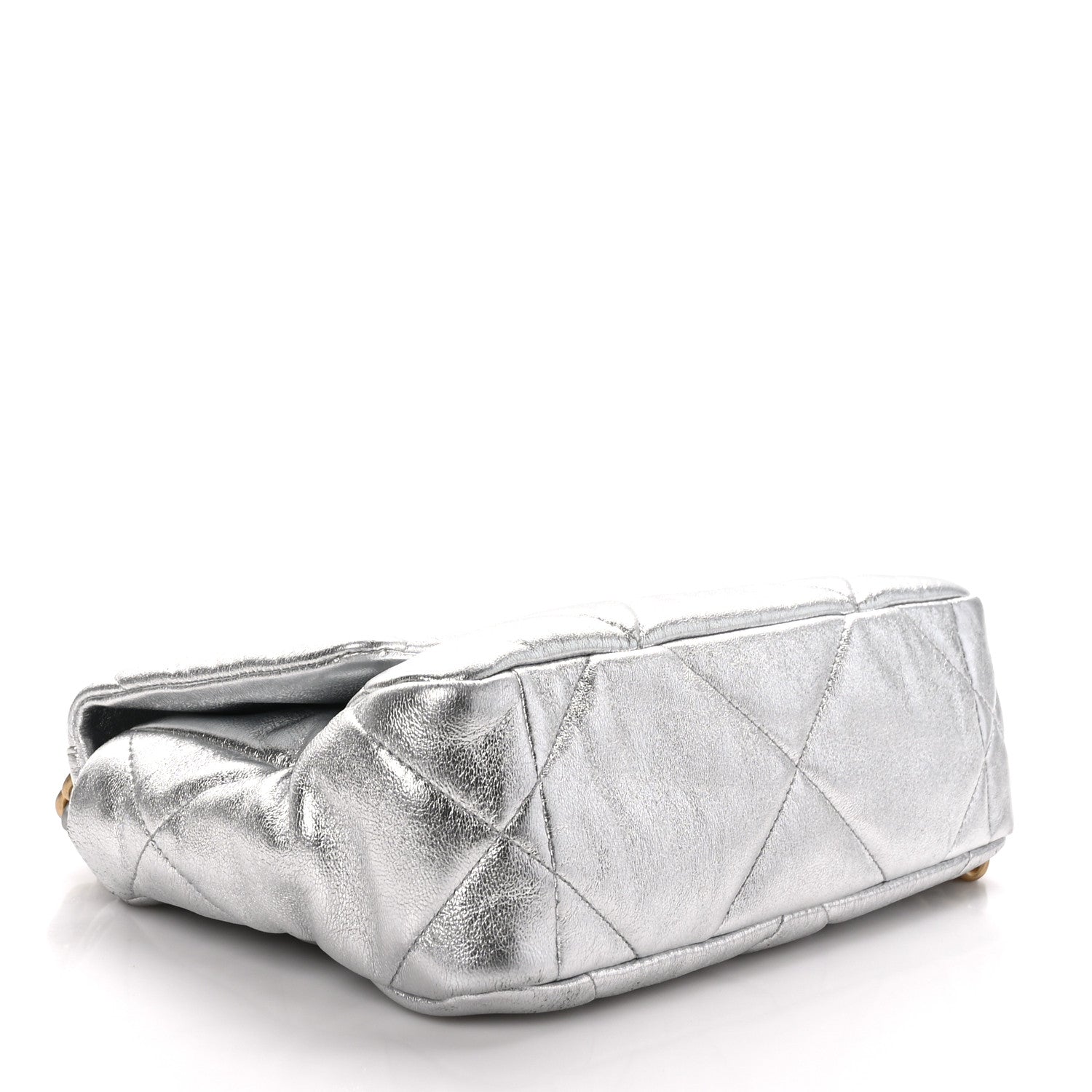 Chanel Metallic Goatskin Quilted Medium Chanel 19 Flap Silver 4 of 10