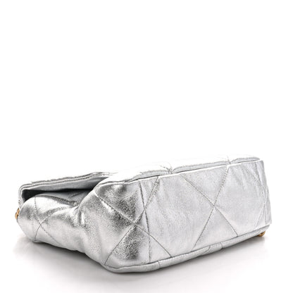 Chanel Metallic Goatskin Quilted Medium Chanel 19 Flap Silver 4 of 10