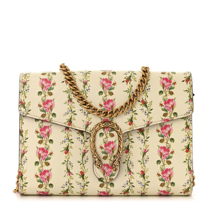 Gucci Calfskin Floral Print Mini Dionysus Chain Wallet Ivory Pink 1 of 7