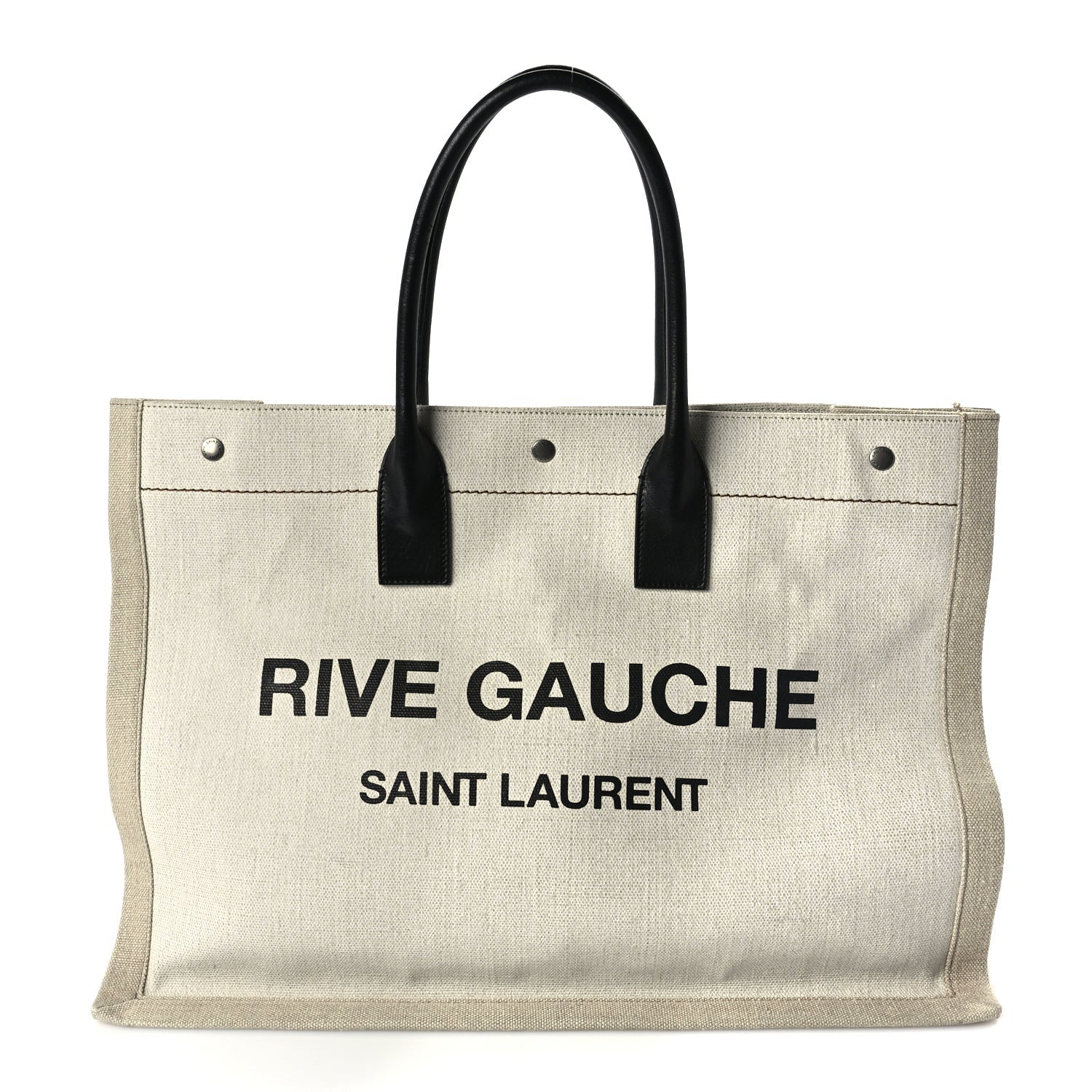 Saint Laurent Linen Calfskin Rive Gauche Tote Optic White 1 of 8