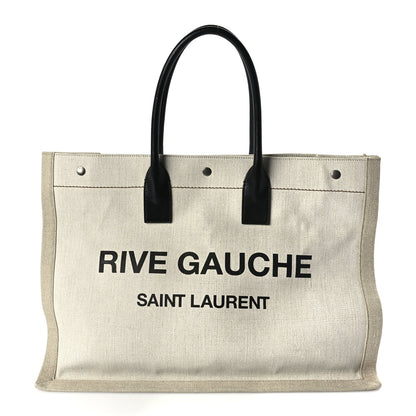 Saint Laurent Linen Calfskin Rive Gauche Tote Optic White 1 of 8