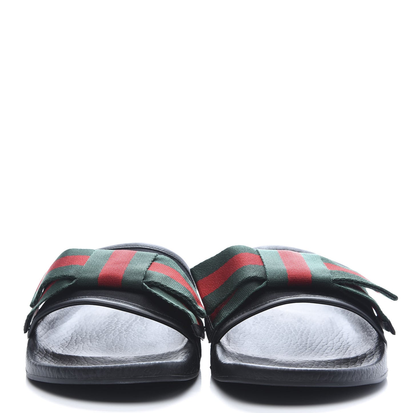 Satin Web Bow Slide Sandals 40 Black