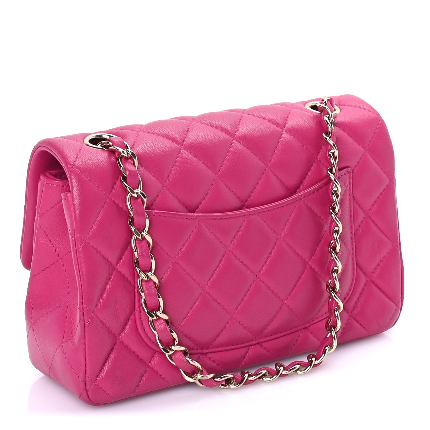 Chanel Lambskin Quilted Mini Rectangular Flap Dark Pink 2 of 7