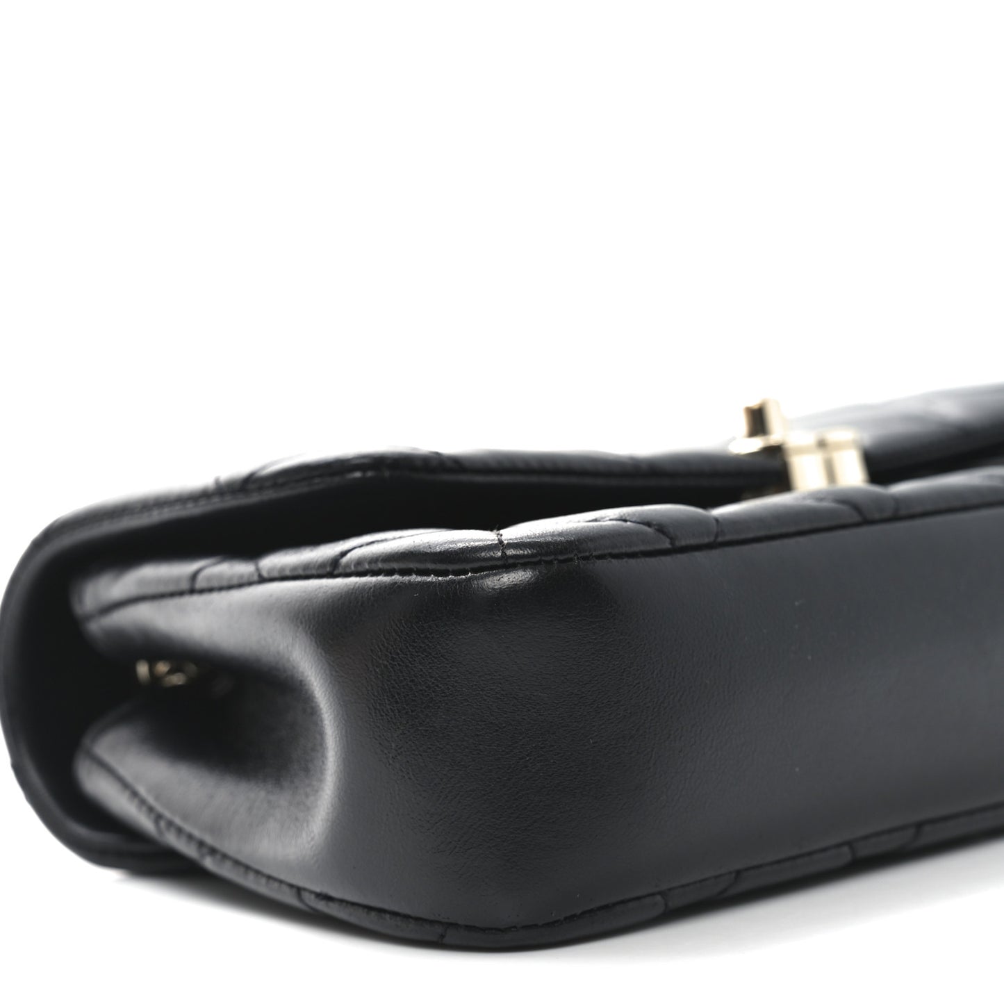 Lambskin Quilted Rectangular Phone Holder Clutch With Chain Black