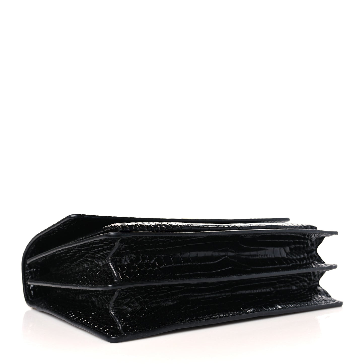 Calfskin Crocodile Embossed Large Monogram Sunset Black