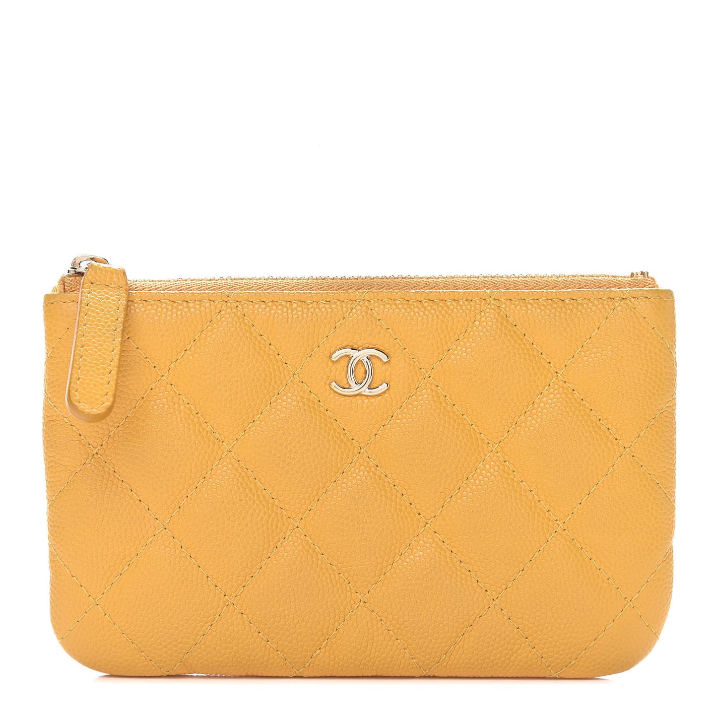 Caviar Quilted Small Cosmetic Case Yellow