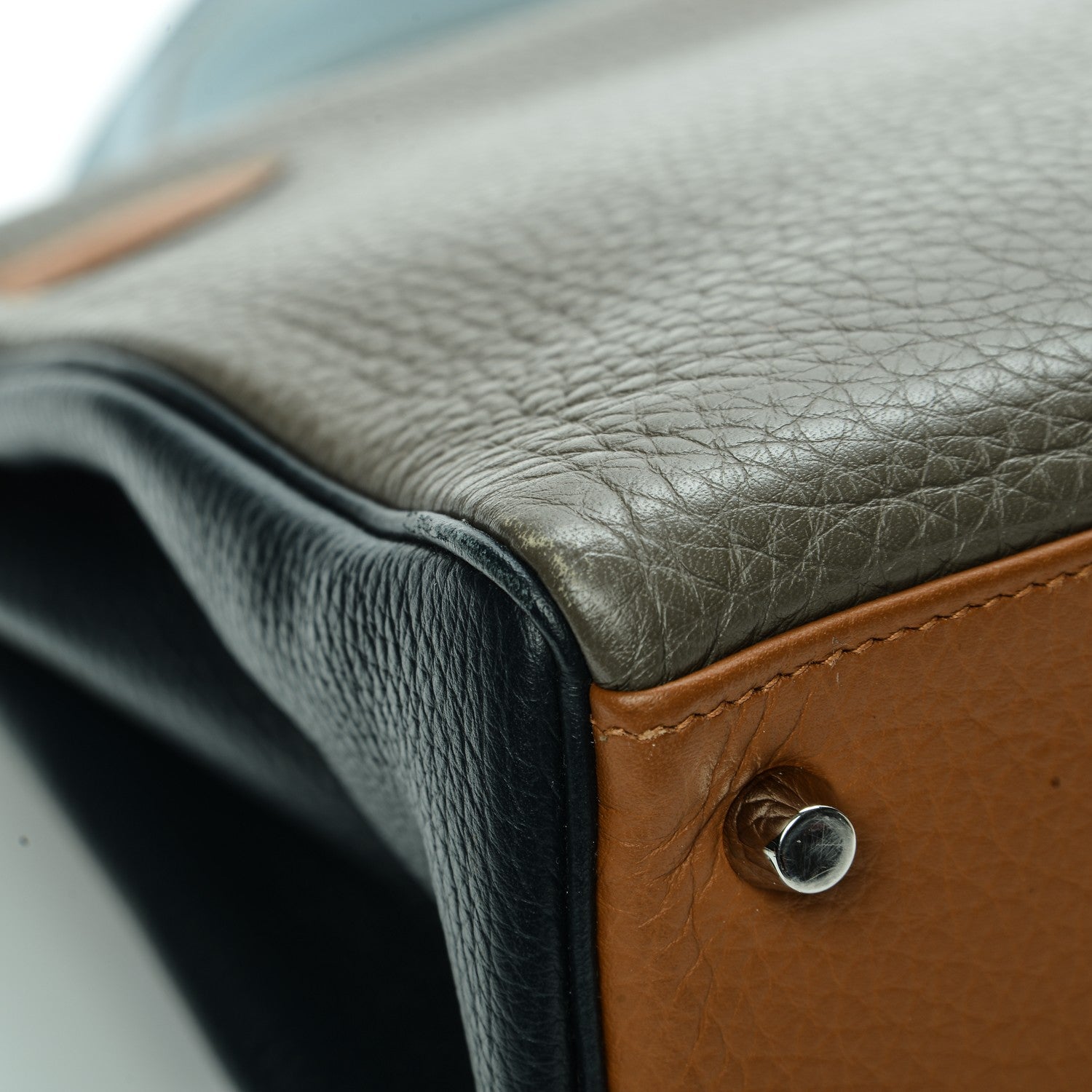 Hermes Taurillon Clemence Arlequin Kelly Retourne 32 Ultraviolet Etain 15 of 30