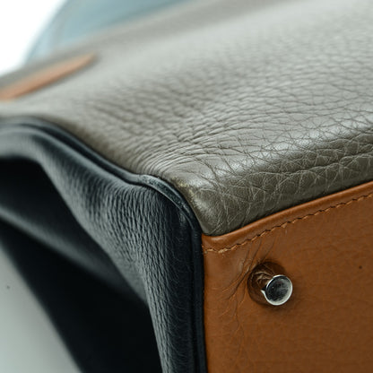 Hermes Taurillon Clemence Arlequin Kelly Retourne 32 Ultraviolet Etain 15 of 30