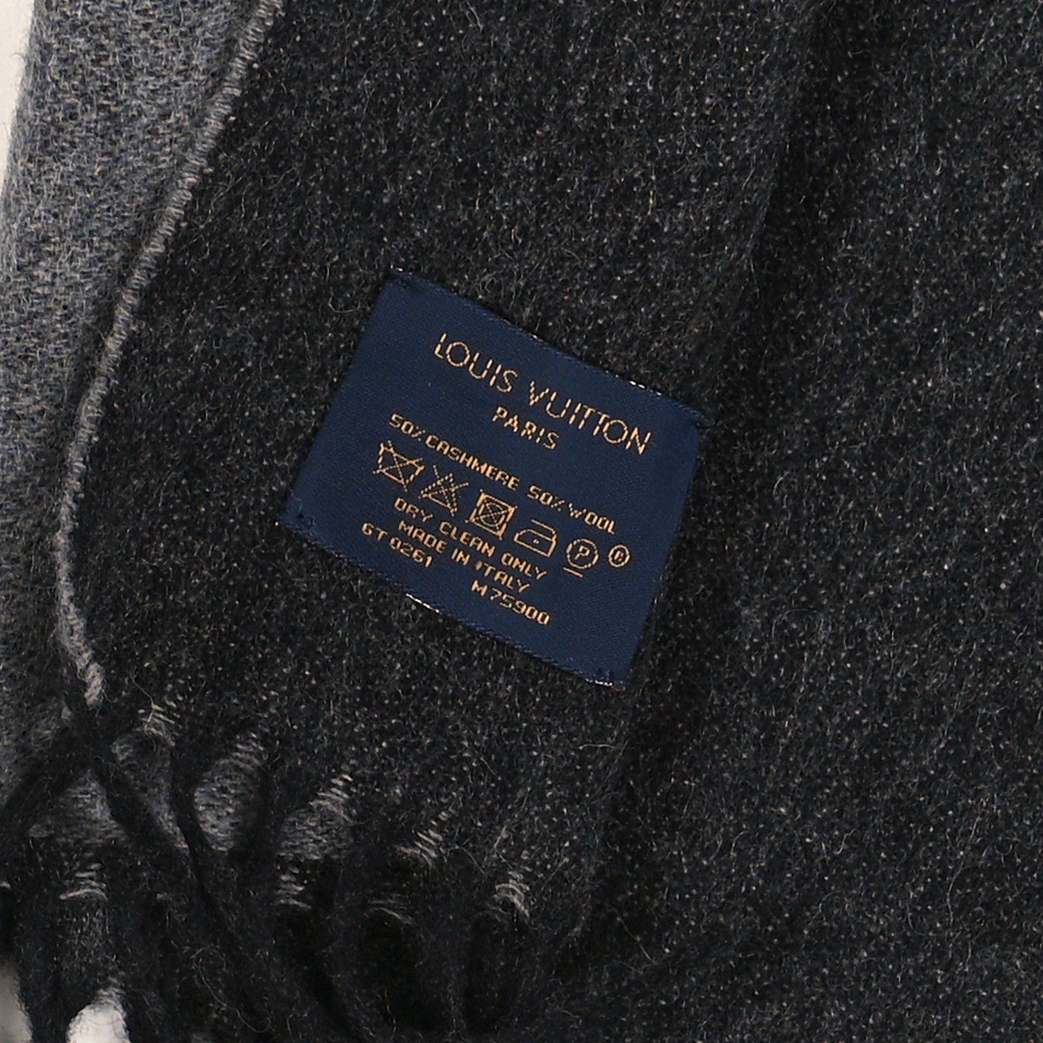 Louis Vuitton Cashmere Wool Monogram Gradient Scarf Medium Grey 3 of 3