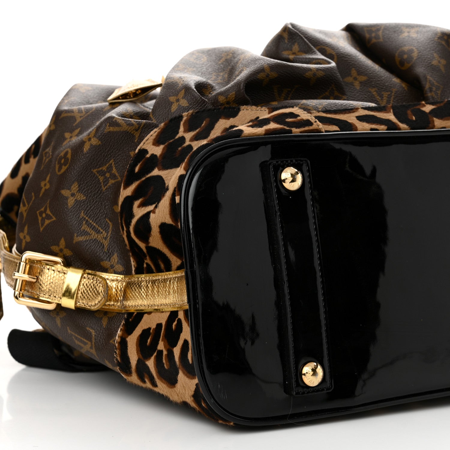 Louis Vuitton Monogram Leopard Pleated Steamer Bag 8 of 14