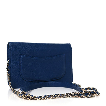 Chanel Grained Calfskin Quilted Cuba Wallet On Chain WOC Blue 3 of 7