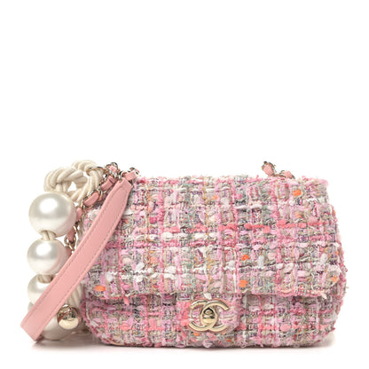 Chanel Tweed Mini Pearl Handle Flap Pink Beige Orange Ecru 1 of 4