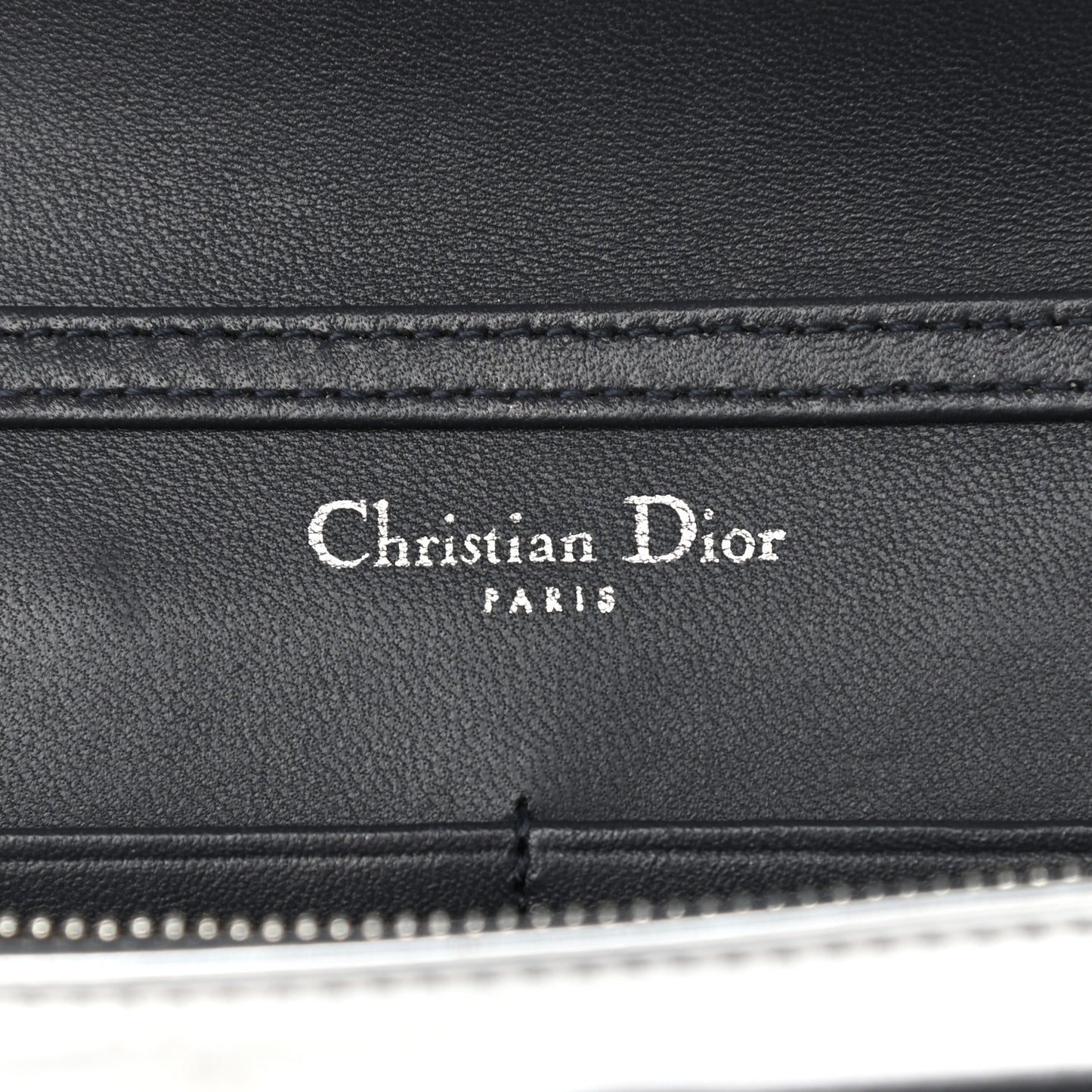 Metallic Patent Micro-Cannage Diorama Wallet on Chain Pouch Silver