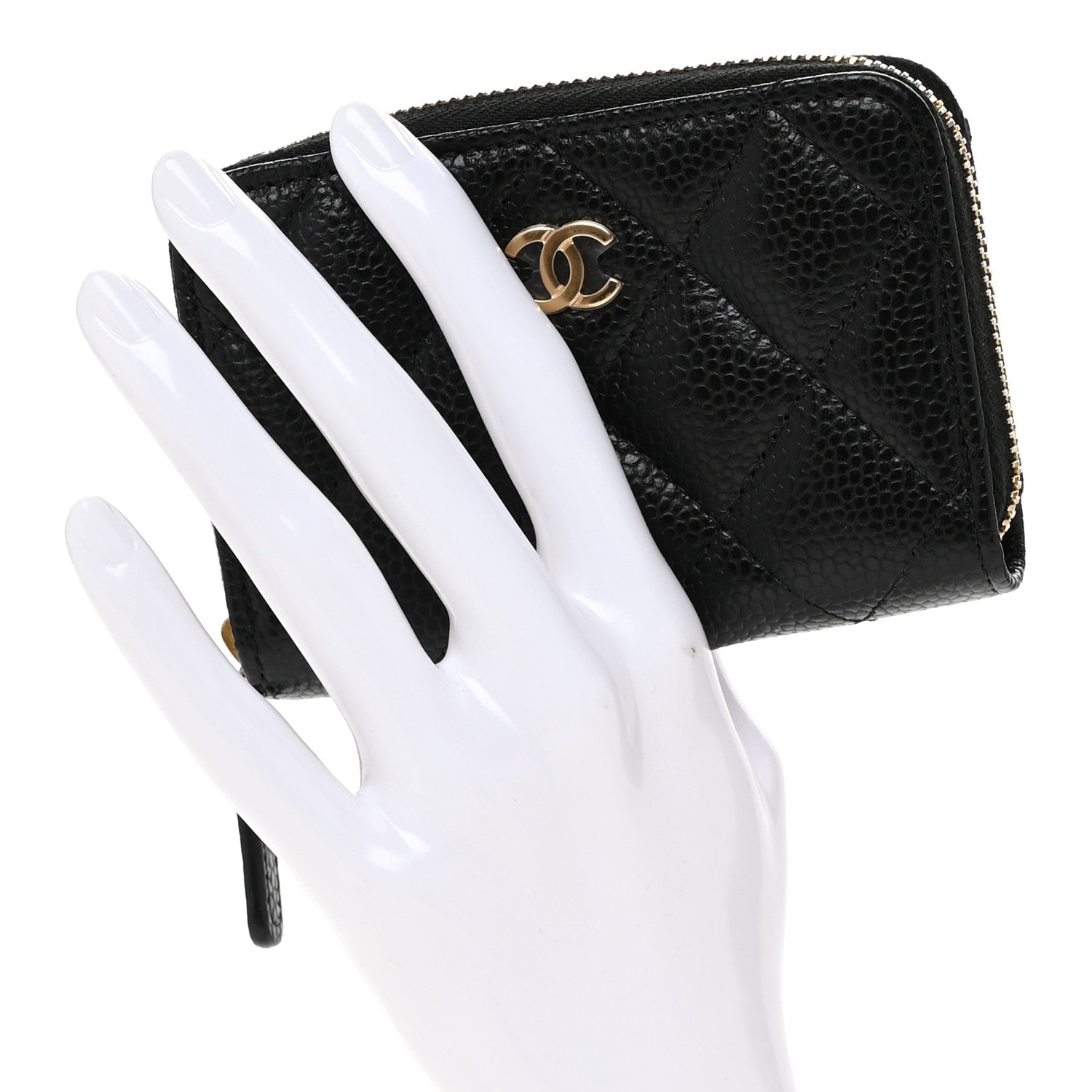 Chanel Caviar Quilted Zip Coin Purse Black 2 of 8