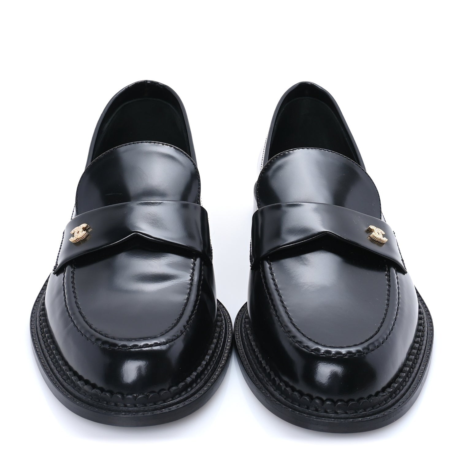 Chanel Shiny Calfskin CC Loafers 42  Black 3 of 7