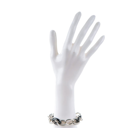 David Yurman Sterling Silver Black Ceramic 17mm Extra Large Oval Link Bracelet 2 of 6