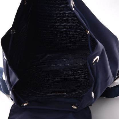 Prada Nylon Vela Saffiano Medium Cinch Backpack Baltico 5 of 7