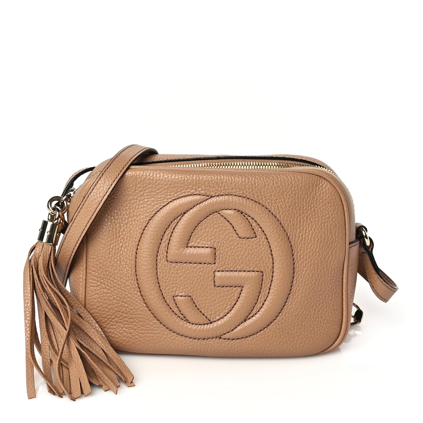 Pebbled Calfskin Small Soho Disco Bag Rose Beige