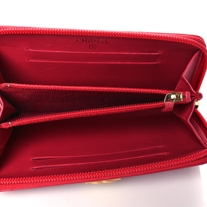 Chanel Lambskin Quilted Small Boy Zip Around Wallet Red 5 of 9