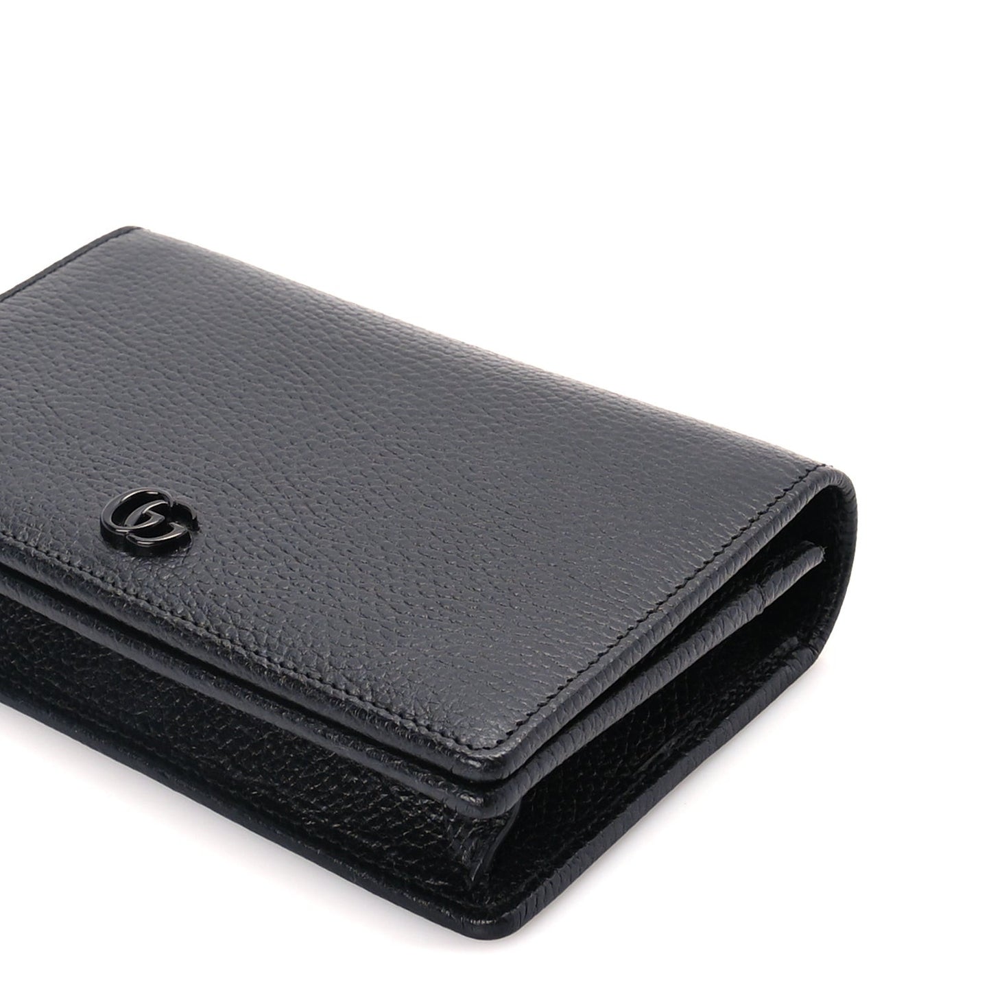 Dollar Calfskin Enamel Monochrome Mini GG Marmont Chain Wallet Black