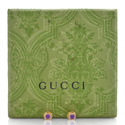 Gucci 18K Yellow Gold Amethyst Interlocking G Stud Earrings 5 of 5