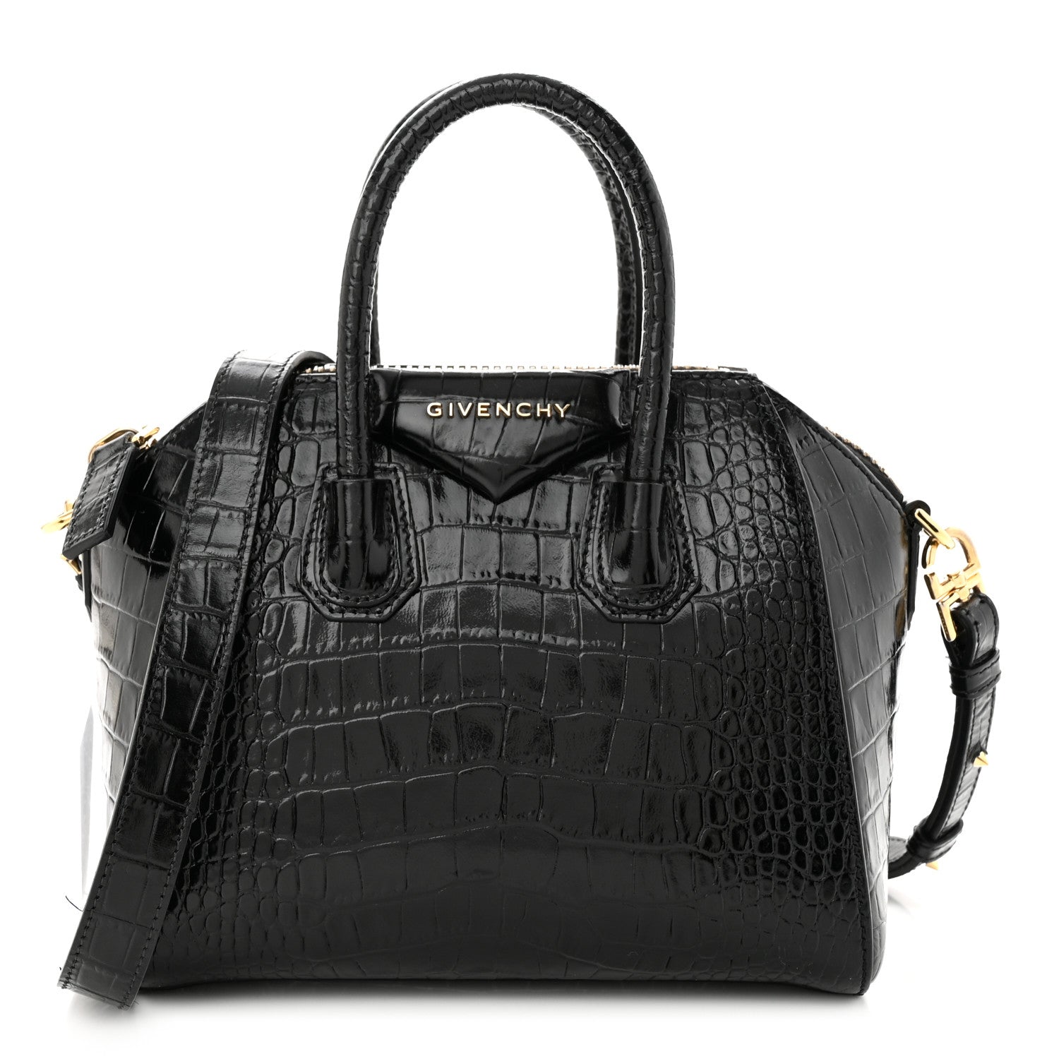 Givenchy Calfskin Crocodile Embossed Mini Antigona Black 1 of 13