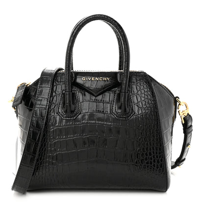 Givenchy Calfskin Crocodile Embossed Mini Antigona Black 1 of 13