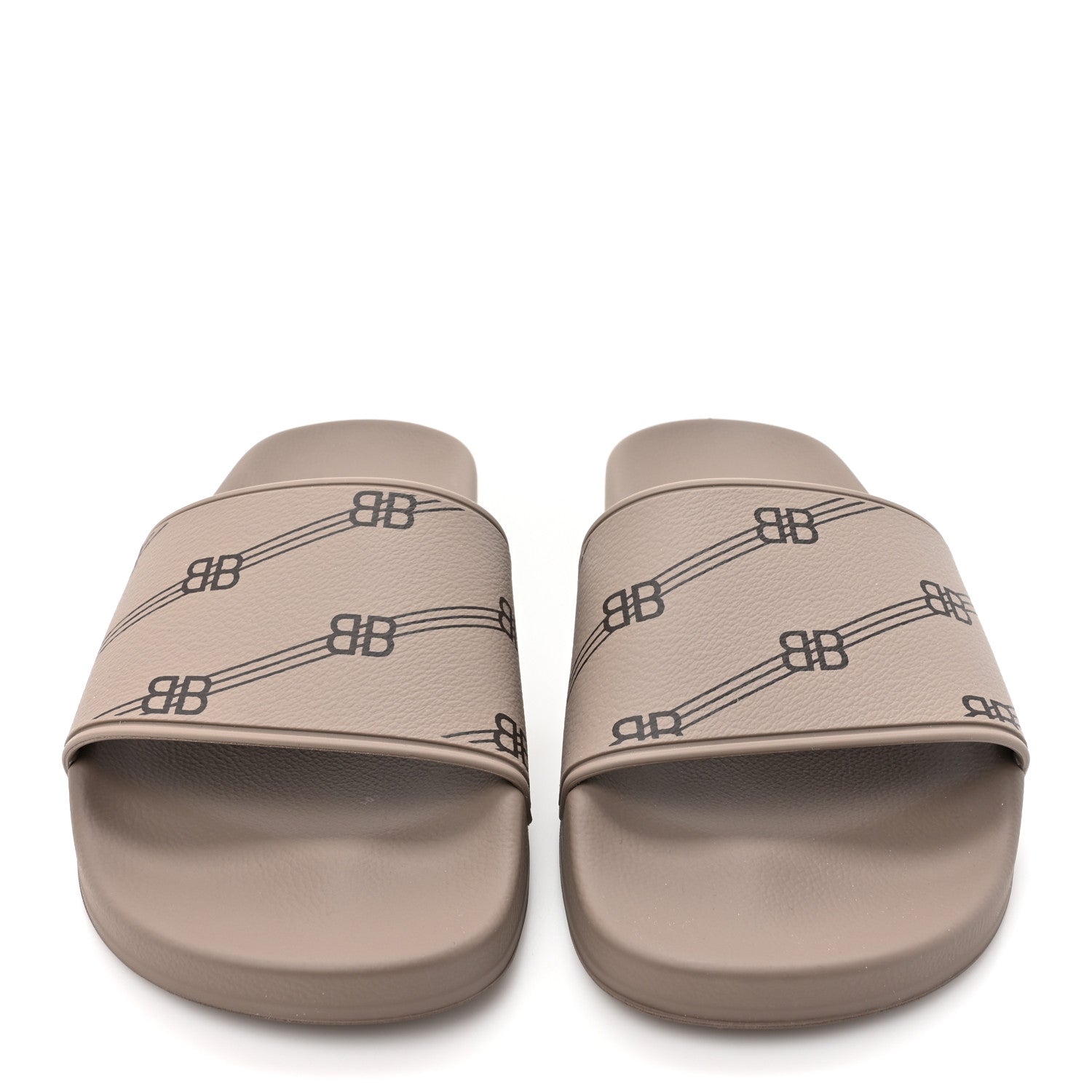 Balenciaga Rubber Allover Logo Pool Slide Sandals 38 Dark Mink 2 of 10