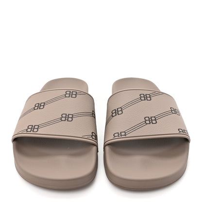 Balenciaga Rubber Allover Logo Pool Slide Sandals 38 Dark Mink 2 of 10