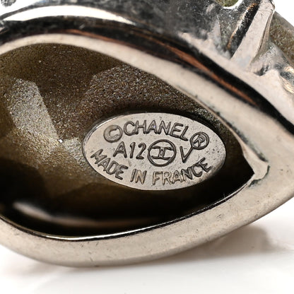 Chanel CC Crystal Teardrop Dangle Earrings Silver 4 of 4