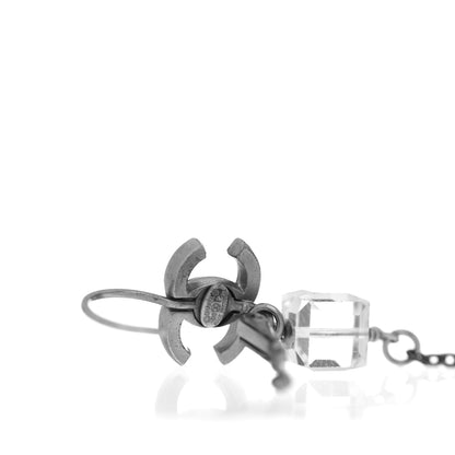 Chanel Crystal CC Dangle Earrings Silver Purple 4 of 4