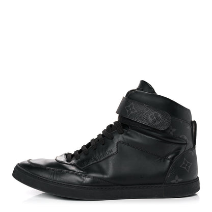 Louis Vuitton Monogram Eclipse Mens Passenger High Top Sneaker Boots 8 Black 1 of 11